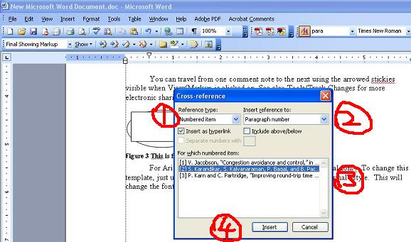 Using cross-reference in MS Word