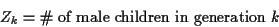 \begin{displaymath}Z_k = \text{\char93  of male children in generation $k$}
\end{displaymath}