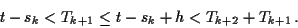 \begin{displaymath}t-s_k <T_{k+1}\le t-s_k+h < T_{k+2}+T_{k+1}\, .
\end{displaymath}
