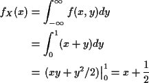 \begin{align*}f_X(x) & = \int_{-\infty}^\infty f(x,y)dy
\\
& = \int_0^1 (x+y) dy
\\
& = \left.(xy+y^2/2)\right\vert _0^1
= x+\frac{1}{2}
\end{align*}