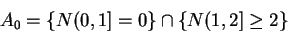 \begin{displaymath}A_0 = \{N(0,1]=0\} \cap\{ N(1,2] \ge 2\}
\end{displaymath}