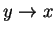 $ y\to x$