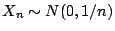 $ X_n\sim N(0,1/n)$