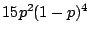 $\displaystyle 15p^2(1-p)^4
$