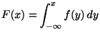 $\displaystyle F(x) = \int_{-\infty}^x f(y) \, dy
$