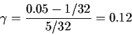 \begin{displaymath}\gamma = \frac{0.05-1/32}{5/32}= 0.12
\end{displaymath}