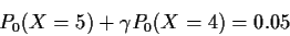 \begin{displaymath}P_0(X=5) + \gamma P_0(X=4) = 0.05
\end{displaymath}