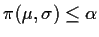 $\pi(\mu,\sigma) \le \alpha$