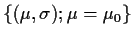 $\{(\mu,\sigma);\mu=\mu_0\}$