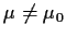 $\mu\neq\mu_0$