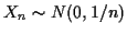 $ X_n\sim N(0,1/n)$