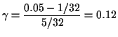 $\displaystyle \gamma = \frac{0.05-1/32}{5/32}= 0.12
$