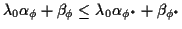 $\displaystyle \lambda_0\alpha_\phi+ \beta_\phi \le \lambda_0\alpha_{\phi^*} +
\beta_{\phi^*}
$
