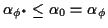 $\displaystyle \alpha_{\phi^*} \le \alpha_0 = \alpha_\phi
$