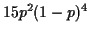 $\displaystyle 15p^2(1-p)^4
$