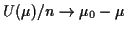 $\displaystyle U(\mu)/n \to \mu_0-\mu
$