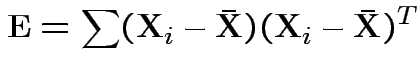 $\displaystyle {\bf E}= \sum ({\bf X}_i-\bar{{\bf X}})({\bf X}_i-\bar{{\bf X}})^T
$