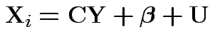 $\displaystyle {\bf X}_i = {\bf C}{\bf Y}+ \boldsymbol\beta + {\bf U}
$