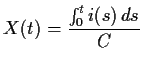 $\displaystyle X(t) = \frac{\int_0^t i(s) \, ds}{C}
$