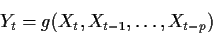 \begin{displaymath}Y_t=g(X_t,X_{t-1},\ldots,X_{t-p})\end{displaymath}