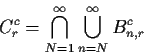 \begin{displaymath}C_r^c =\bigcap_{N=1}^\infty \bigcup_{n=N}^\infty B_{n,r}^c
\end{displaymath}