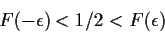 \begin{displaymath}F(-\epsilon) < 1/2 < F(\epsilon)
\end{displaymath}