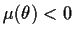 $\mu(\theta) < 0$