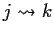 $j \leadsto k$