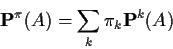 \begin{displaymath}{\bf P}^\pi(A) = \sum_k \pi_k {\bf P}^k(A)
\end{displaymath}