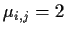 $\mu_{i,j} = 2$