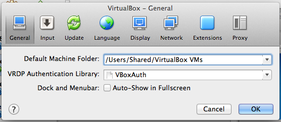 VirtualBox General Preferences