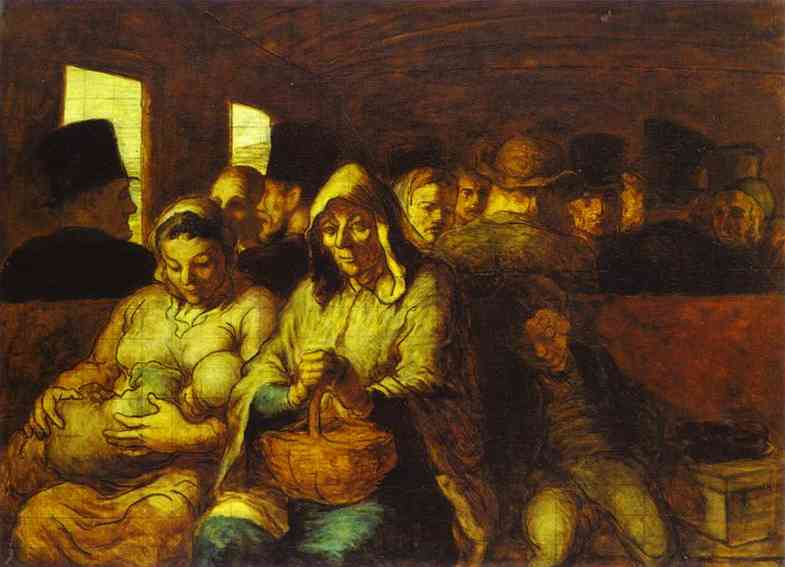 Honore Daumier. The Third-Class Carriage.