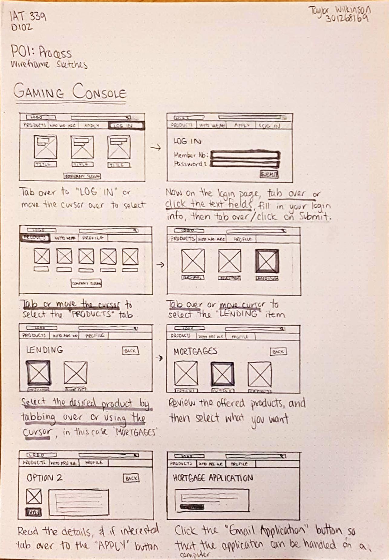 Userflow sketches for console