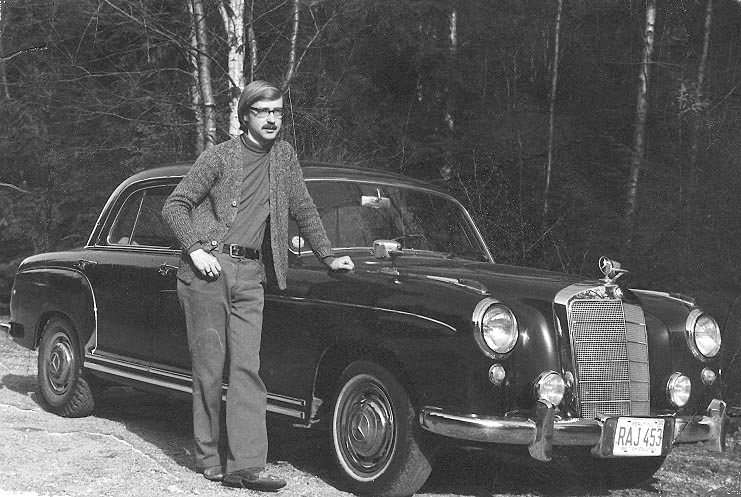 With his first car a 1957 Mercedes 220S ca 1976
