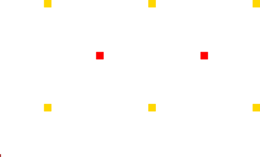 Layout illustrating the two types of fills.  The POLY1 (red) is fill type A, and the POLY0 (yellow) is fill type B.