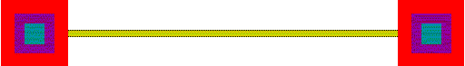 Layout for a PolyMUMPS resistor. The length is 100um and presents a resistance of ~1300Ω.