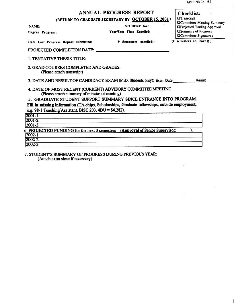 1 Blank Annual Progress Report Form