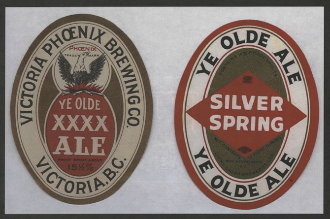Victoria-Phoenix Brewery and Silver Spring Brewery labels