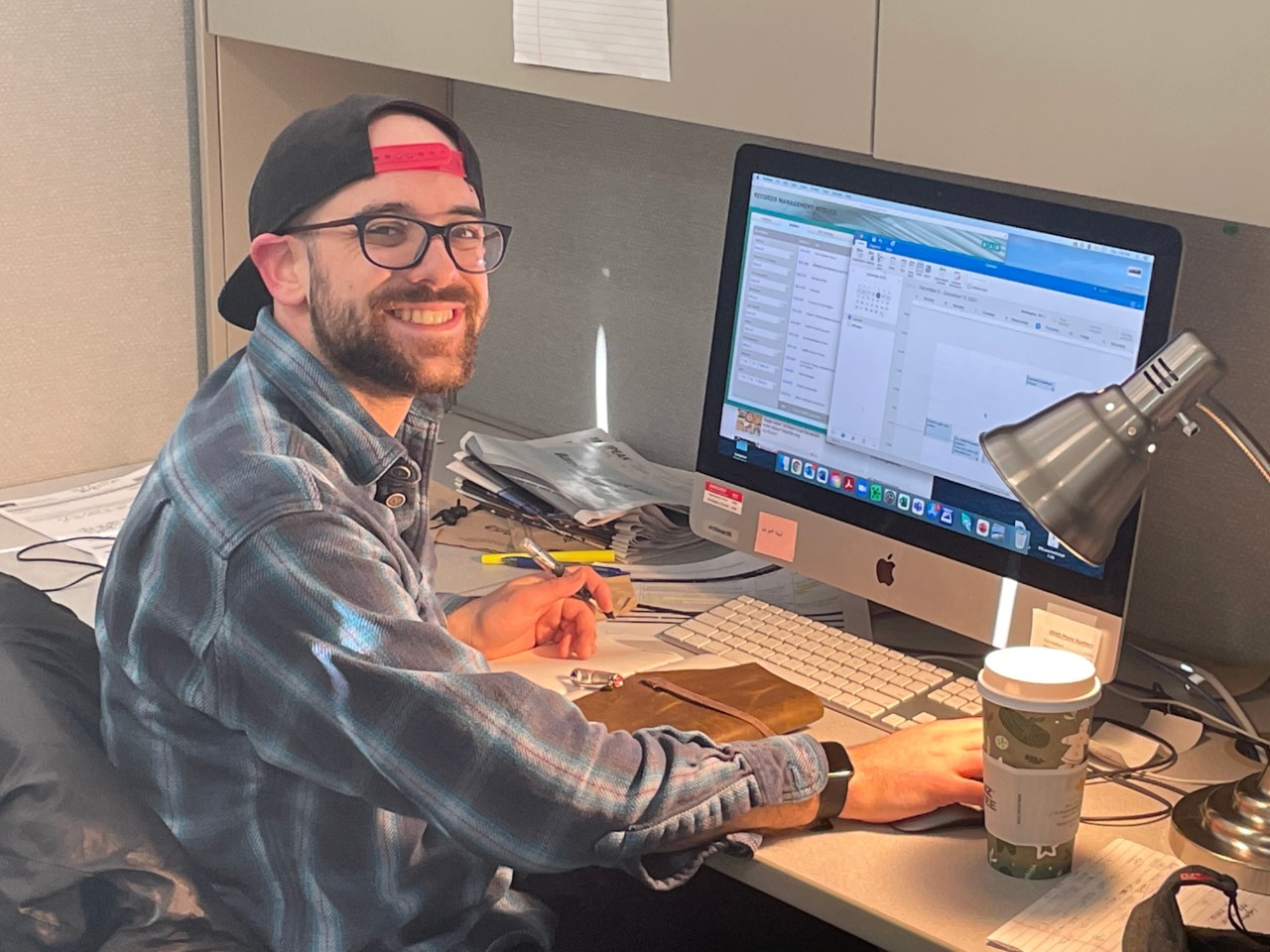 UBC Co-op student Sam Elkind at his desk