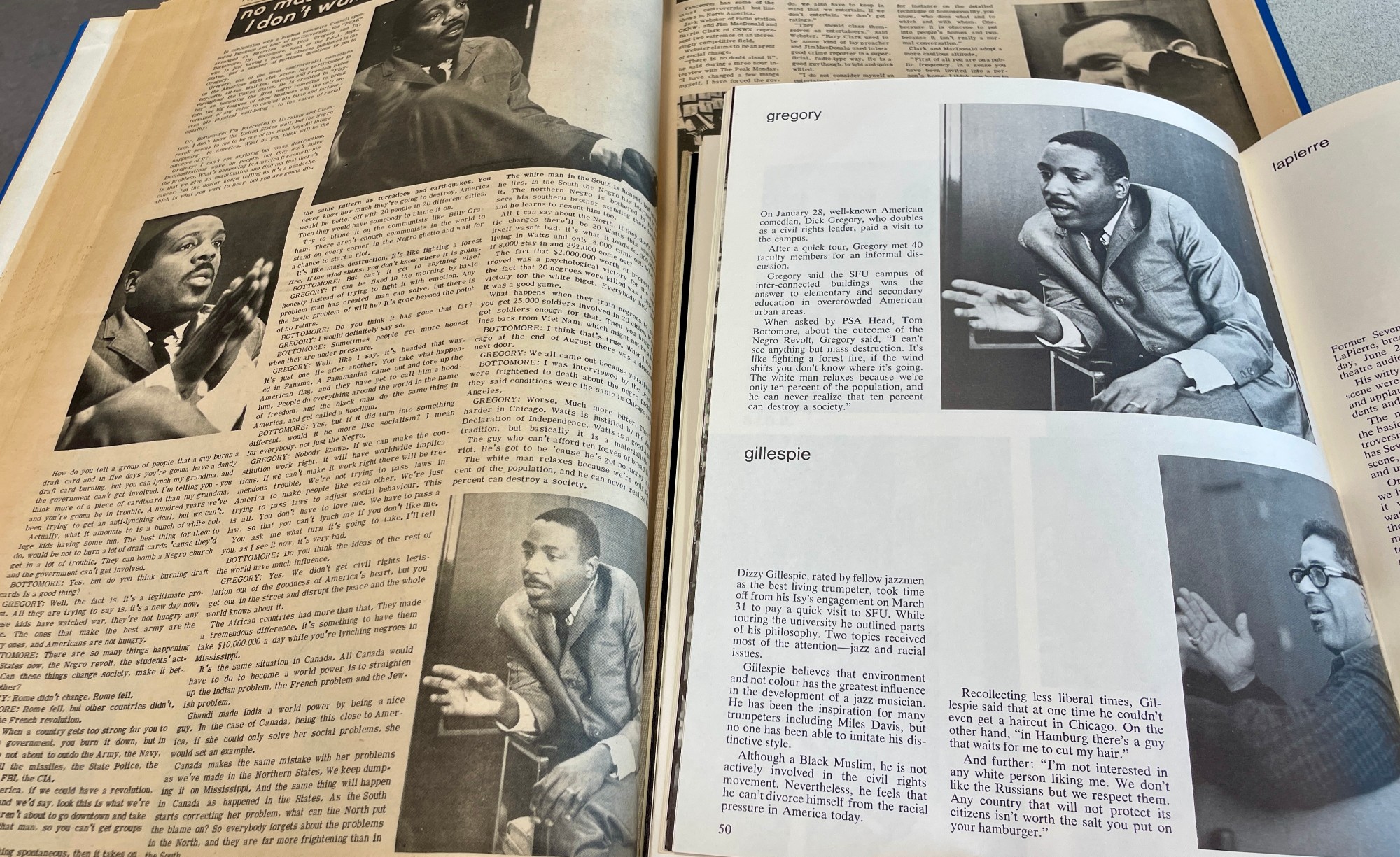 Dick Gregory and Dizzy Gillespie interviews