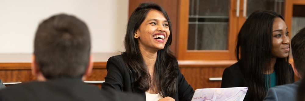 SFU Beedie Management of Technology MBA students engaged in a classroom discussion.