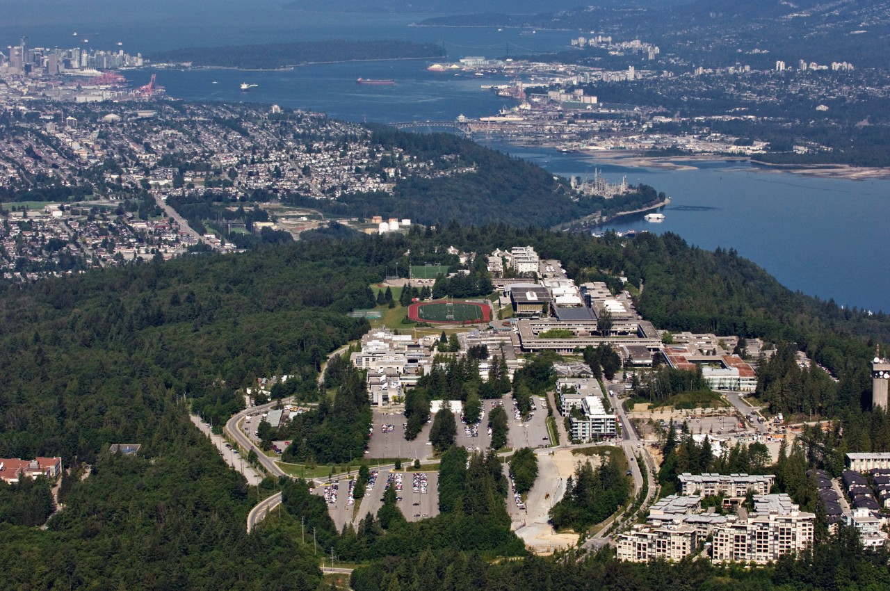 View of SFU, with Vancouver in the background
