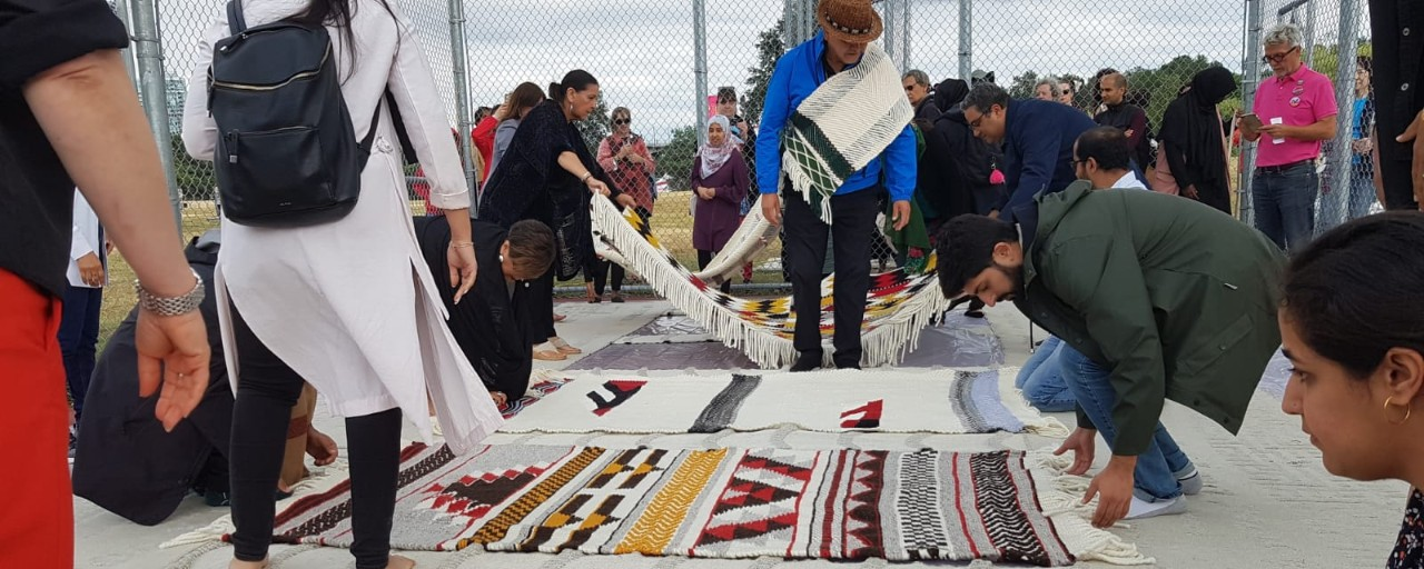 Indigenous weavers gift Muslim community rugs in symbolic ceremony with support of CCMS