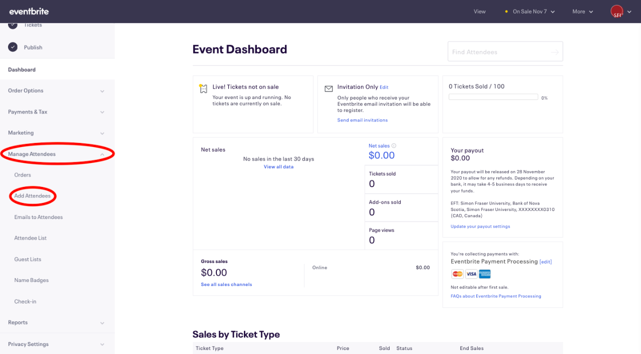 manage attendees and add attendees