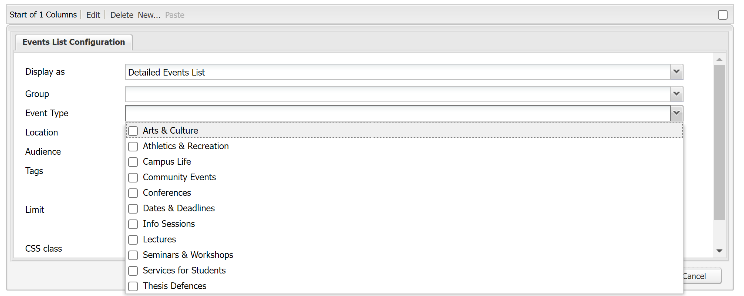 This is an image of the event type option in the livewhale component