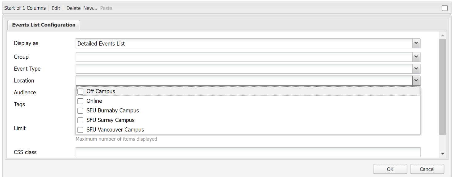 This is an image of the location option in the livewhale component