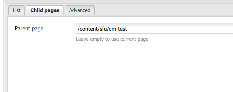 This is an image displaying a the URL of a selected parent page