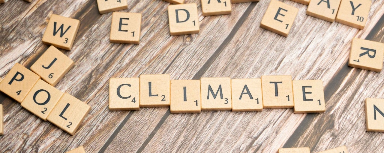 Scrabble pieces reading the word Climate