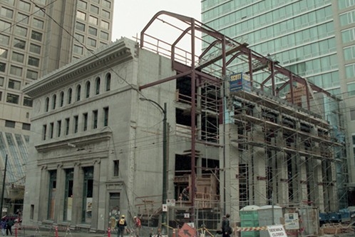 Scaffolding on the Centre for Dialogue building during constructiion