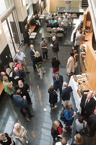 Lobby during an event at the Morris J. Wosk Centre for Dialogue